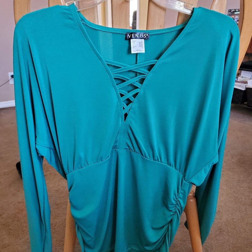 Green Criss Cross blouse